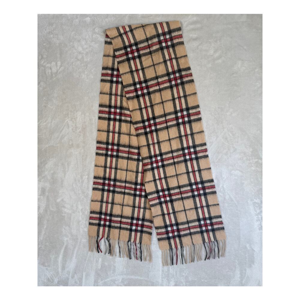 House Of Balmoral Scarf Beige Plaid Cashmere Lambswool Fringe Scotland Tartan